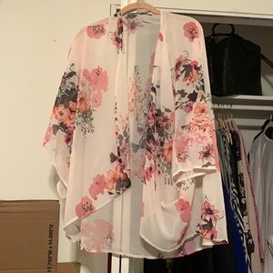 Pink floral kimono